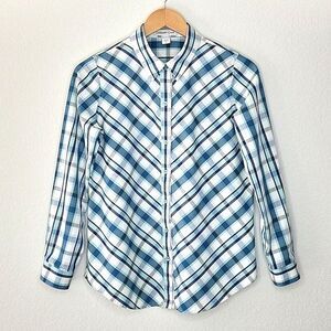 COLDWATER CREEK Plaid Long Sleeve Collared Button-Up Shirt Blouse size 4P